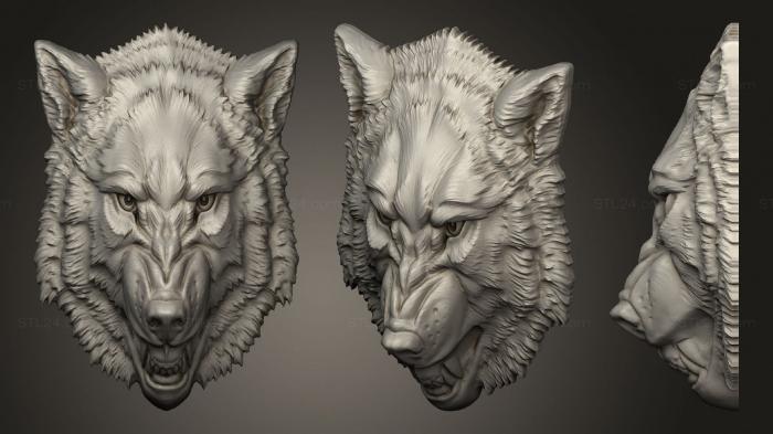 Маски и морды животных (Волчья голова, MSKJ_0387) 3D модель для ЧПУ станка